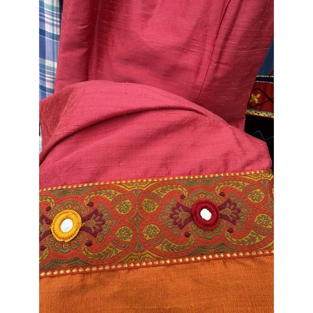 Mica Red Silk Sundress Size 8 Hippie Summer Knee-Length Dress Made in USA - Picture 2 of 9